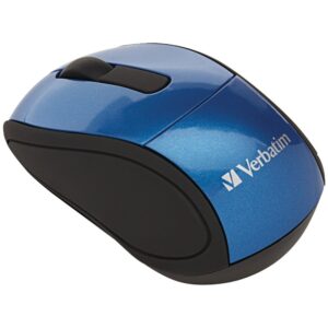 Verbatim 2.4G Wireless Mini Travel Optical Mouse with Nano Receiver for Mac and PC – Blue