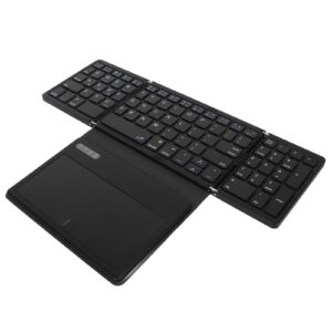 Foldable Bluetooth Keyboard, Low Latency Bluetooth 5.1 Full Size Keyboard, Rechargeable Ultra Slim Folding Keyboard with Large Touchpad for iOS, Android, Windows