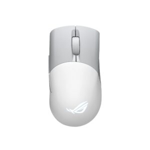 Asus ROG Keris Wireless AimPoint Gaming Mouse, Tri-mode connectivity, 36000 DPI sensor, 5 programmable buttons, ROG SpeedNova, Replaceable switches, Paracord cable, White
