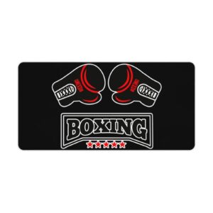 I Love Boxing Funny Desk Mat Non-Slip Base Mouse Pad with Stitched Edges for Home Office Accessories