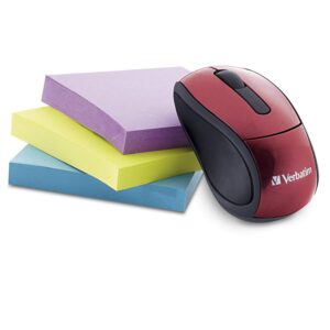 Verbatim 2.4G Wireless Mini Travel Optical Mouse with Nano Receiver for Mac and PC – Red