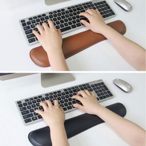 RICHEN Ergonomic PU Leather Mouse Pad with Wrist Support PU Leather Keyboard Wrist Rest, Brown