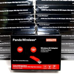 Panda Wireless® PAU0B AC600 Dual Band (2.4GHz and 5GHz) Wireless N USB Adapter W/High Gain Antenna – Windows XP/Vista/7/8/8.1/10/11, Mint, Ubuntu, openSUSE, Fedora, Rocky, Kali Linux and Raspbian