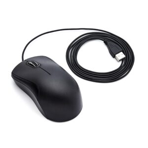 Amazon Basics 3-Button USB Wired Mouse – Standard, Black