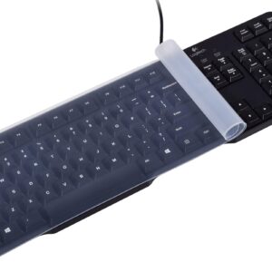 Universal Clear Waterproof Anti-Dust Silicone Keyboard Protector Cover Skin for Standard Size PC Computer Desktop Keyboards (Size: 17.52″ x 5.51″)