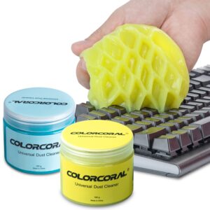 COLORCORAL Cleaning Gel Universal Dust Cleaner for PC Keyboard Cleaning Car Detailing Laptop Dusting Home and Office Electronics Cleaning Kit Yellow Blue