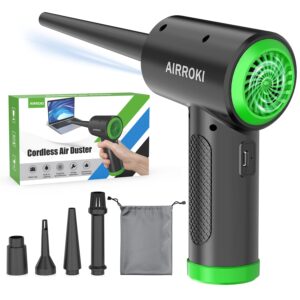 AIRROKI Compressed Air Duster – Electric Air Duster for Computers, 51000RPM Cordless Air Duster, Good Replace Compressed Air Can, 6000mAh Reusable no Canned Air Duster for PC Keyboard Cleaner