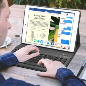 BORIYUAN New iPad 10.2 9th 8th 7th Generation 2021 Keyboard Case, 7 Colors Backlit Detachable Keyboard Slim Leather Folio Smart Cover for iPad 10.2 Inch/iPad Air 10.5″(3rd Gen)/iPad Pro 10.5″ – Black