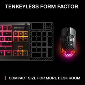 SteelSeries Apex 3 TKL RGB Gaming Keyboard – Tenkeyless Compact Form Factor – 8-Zone RGB Illumination – IP32 Water & Dust Resistant – Whisper Quiet Gaming Switch – Gaming Grade Anti-Ghosting,Black