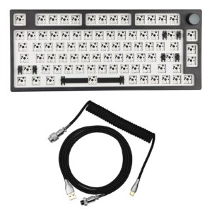 EPOMAKER TH80 Pro 75% 80 Keys Hot Swap Mechanical Gaming Keyboard Kit with Mix Coiled USB A Cable (Black)