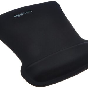 Amazon Basics Rectangular Gel Computer Mouse Pad with Wrist Support Rest, Small, Black