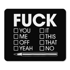 Fuck You Me Off Yeah It This That No Square Mouse Pad Non-Slip Rubber Base Waterproof Mouse Mat for Gaming Mousepad Office Laptop Desk Accessories
