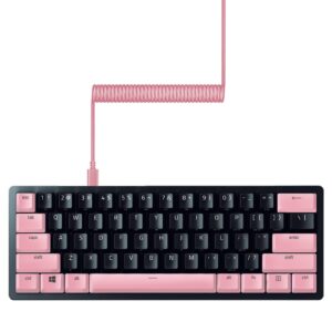 Razer PBT Keycap + Coiled Cable Upgrade Set: Durable Doubleshot PBT – Universal Compatibility – Keycap Removal Tool & Stabilizers – Tactically Coiled & Designed – Braided Fiber Cable – Quartz Pink