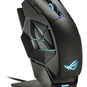 ASUS ROG Spatha X Wireless Gaming Mouse (Magnetic Charging Stand, 12 Programmable Buttons, 19,000 DPI, Push-fit Hot Swap Switch Sockets, ROG Micro Switches&Paracord and Aura RGB lighting),Black