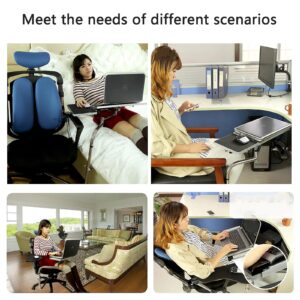 OK010 Full Motion Chair Shaft Clamp Keyboard Support + Chair Arm Clamp Elbow Wrist Support Mouse Pad Arm Rest for Office & Game (Silver)