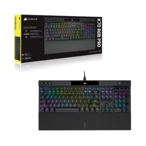 Corsair K70 RGB PRO Mechanical Gaming Keyboard – Cherry MX Brown Keyswitches – 8,000Hz Hyper-Polling – Durable PBT Double-Shot Keycaps – Magnetic Soft-Touch Palm Rest – Black (QWERTY – NA Layout)